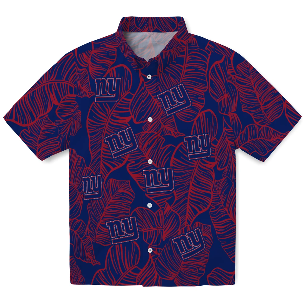 New York Giants Hawaiian Shirt - Leaf Outline new york giants leaf outline blue hawaiian shirts best selling