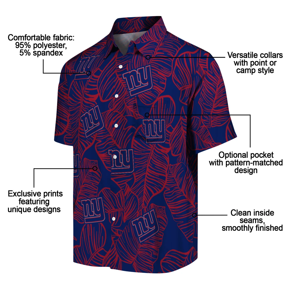 New York Giants Hawaiian Shirt - Leaf Outline new york giants leaf outline blue hawaiian shirts new arrival
