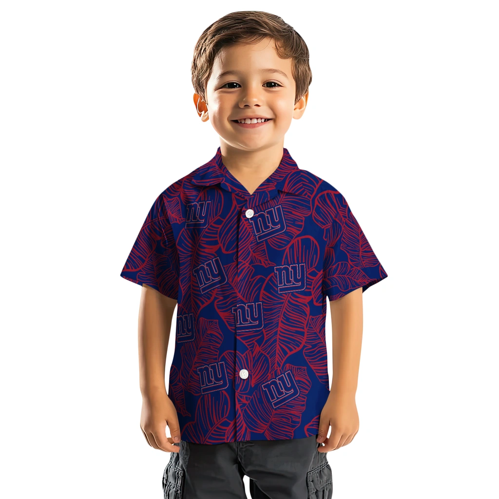 New York Giants Hawaiian Shirt - Leaf Outline new york giants leaf outline blue hawaiian shirts top rated