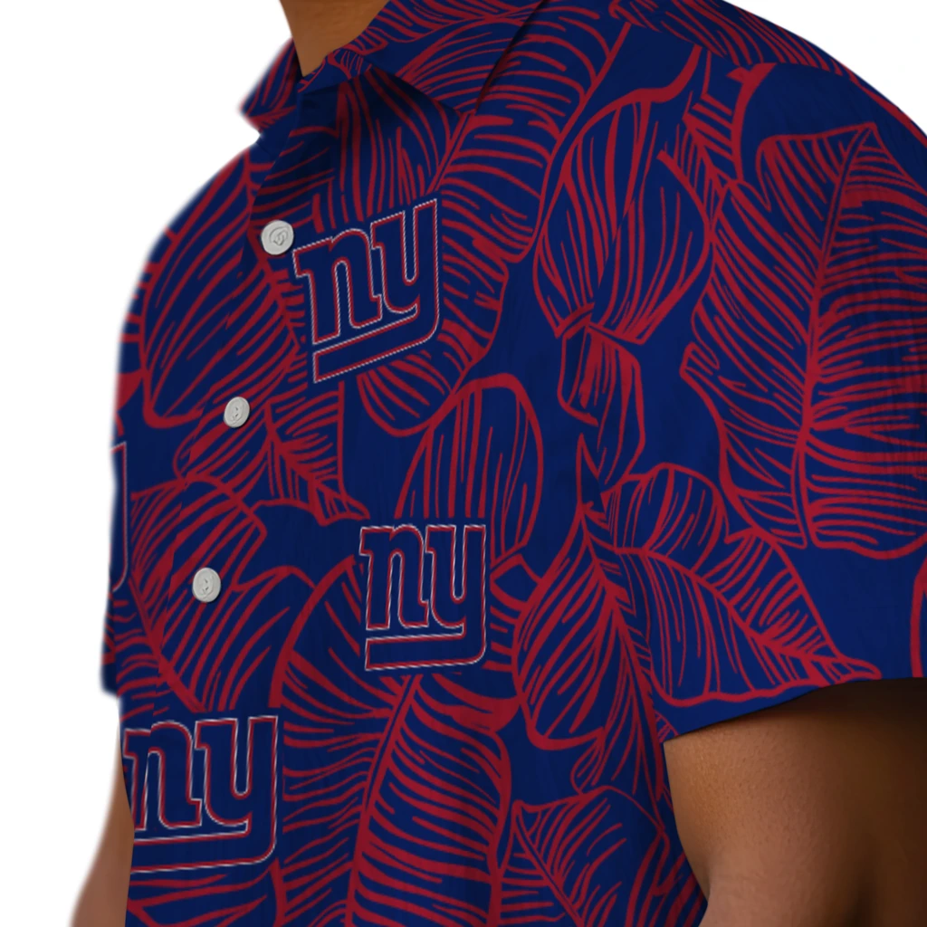 New York Giants Hawaiian Shirt - Leaf Outline new york giants leaf outline blue hawaiian shirts trendy