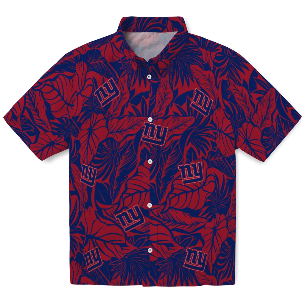 New York Giants Hawaiian Shirt - Monstera Layer new york giants monstera layer blue hawaiian shirts best selling