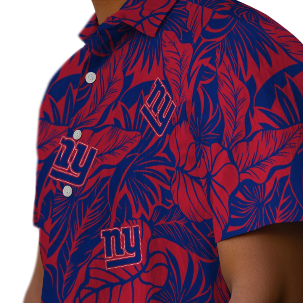 New York Giants Hawaiian Shirt - Monstera Layer new york giants monstera layer blue hawaiian shirts trendy