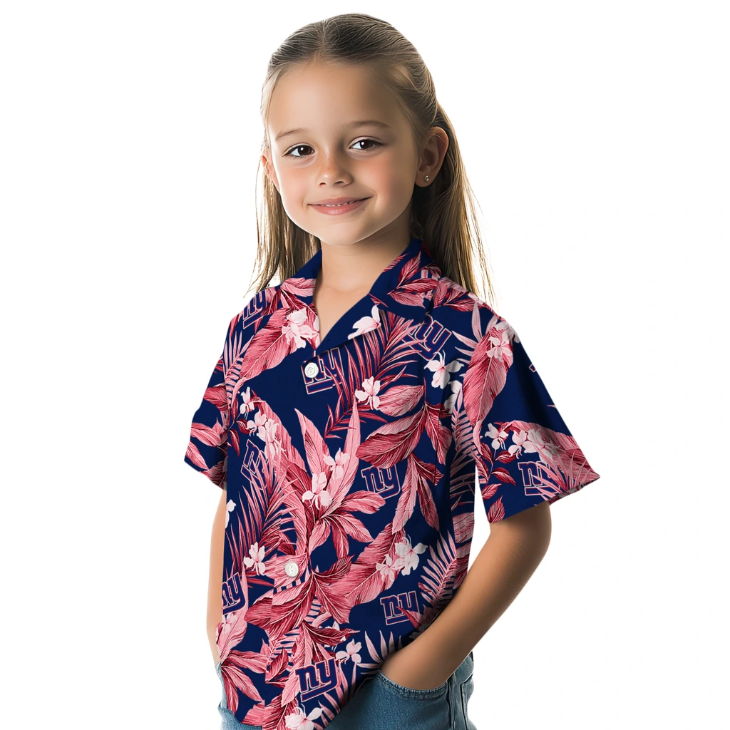 New York Giants Hawaiian Shirt - Palm Leaves new york giants palm leaves blue hawaiian shirts premium grade