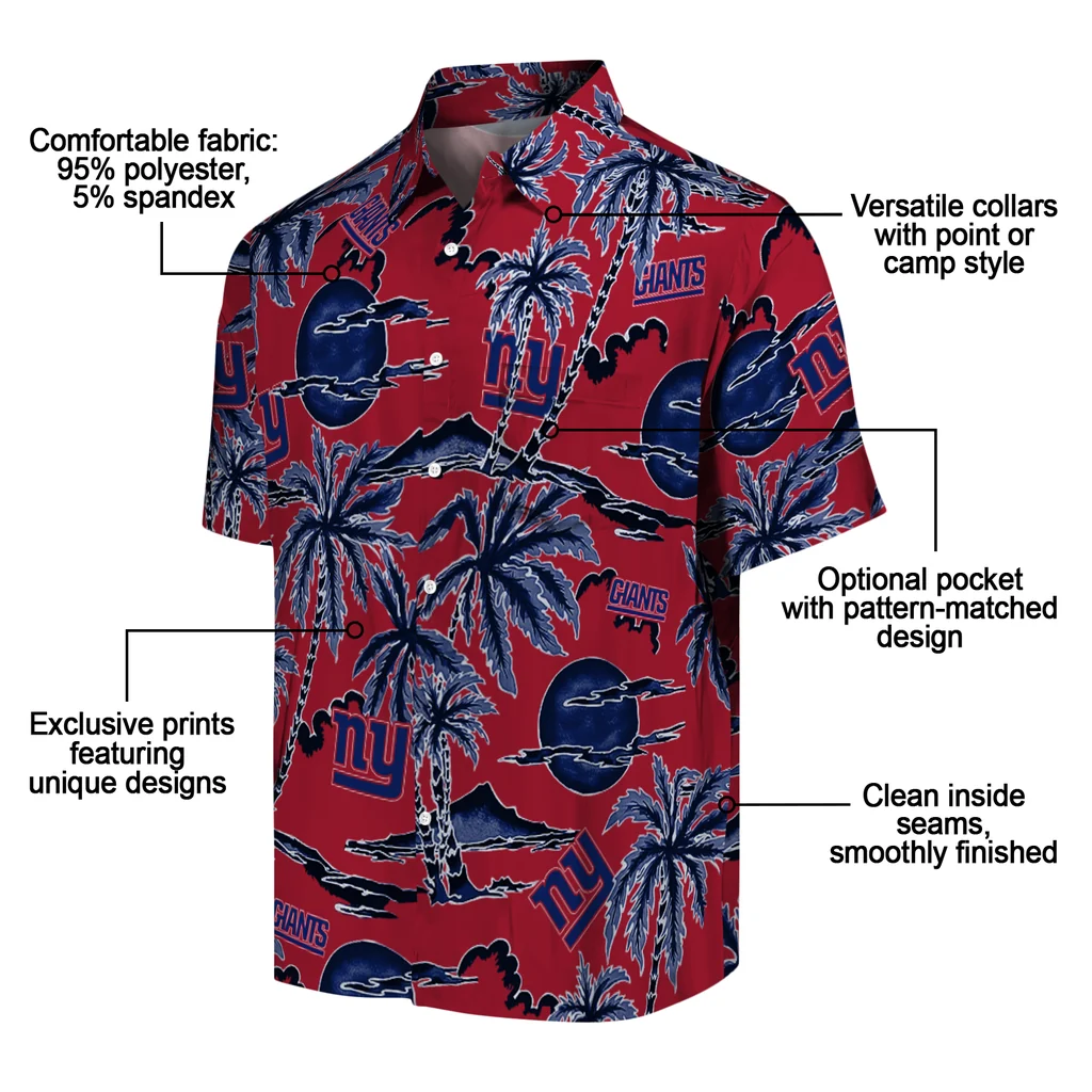 New York Giants Hawaiian Shirt - Palm Sunset new york giants palm sunset hawaiian shirts new arrival