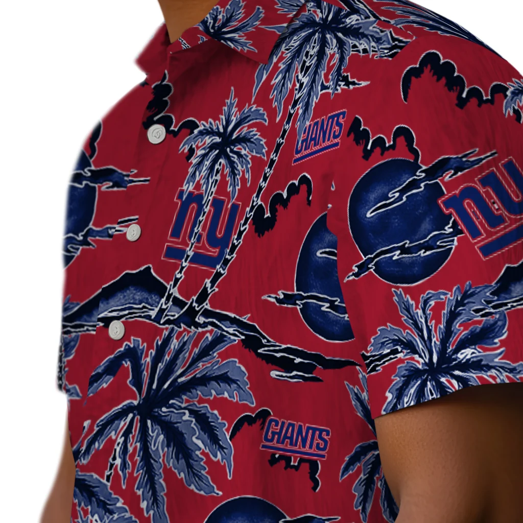 New York Giants Hawaiian Shirt - Palm Sunset new york giants palm sunset hawaiian shirts trendy