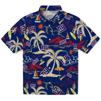 new york giants palm tree island blue hawaiian shirts best selling