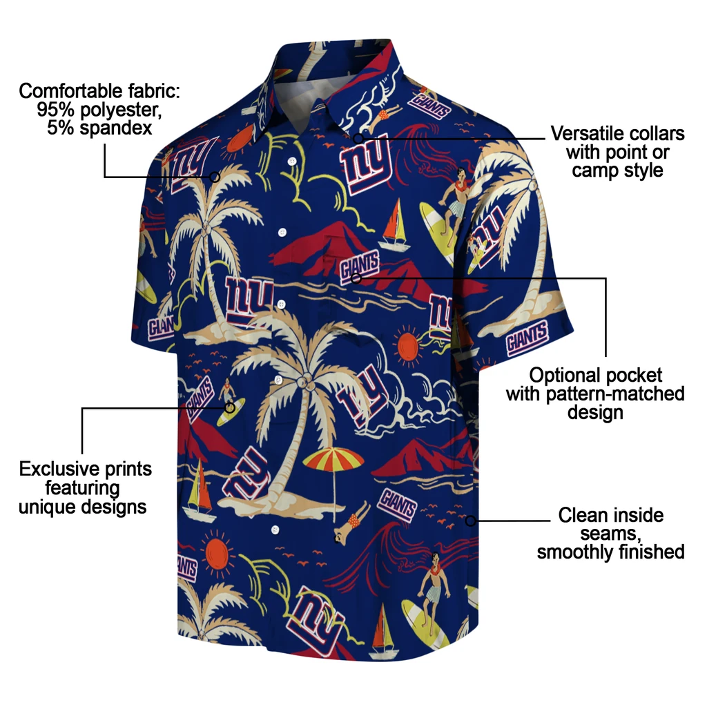 New York Giants Hawaiian Shirt - Palm Tree Island new york giants palm tree island blue hawaiian shirts new arrival
