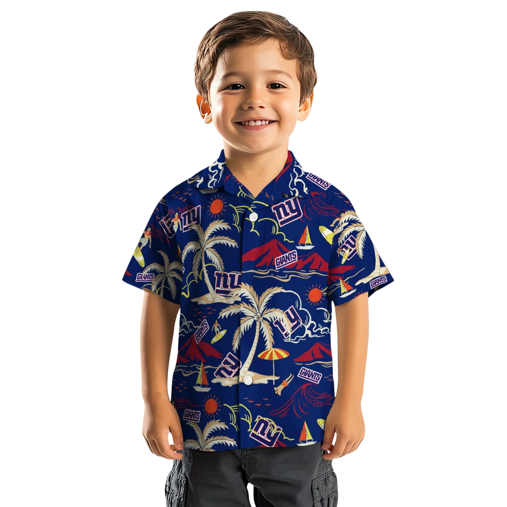 New York Giants Hawaiian Shirt - Palm Tree Island new york giants palm tree island blue hawaiian shirts top rated