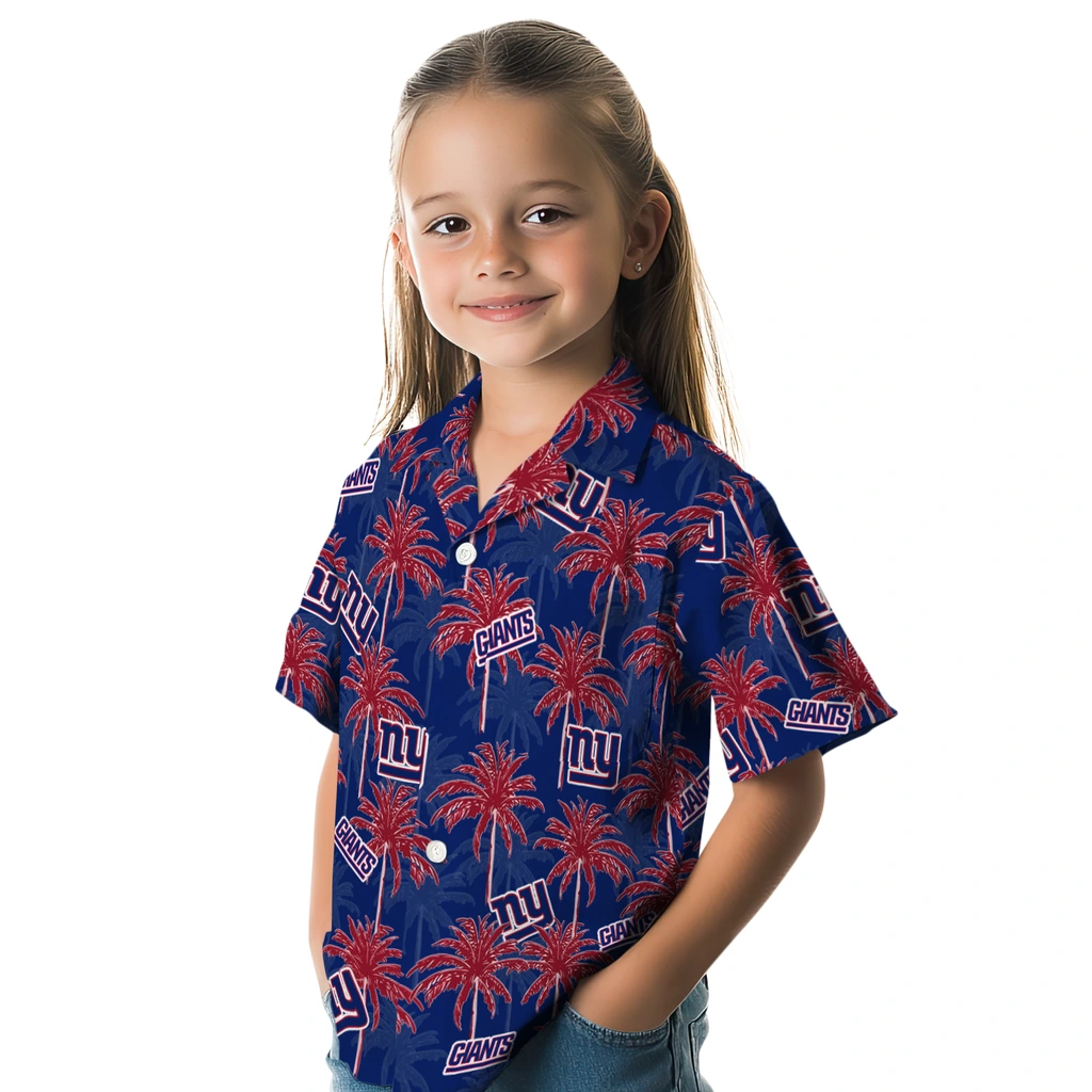 New York Giants Hawaiian Shirt - Palm Tree Motif new york giants palm grove blue hawaiian shirts premium grade