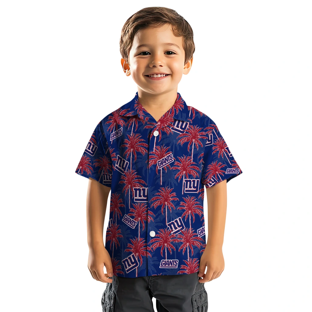 New York Giants Hawaiian Shirt - Palm Tree Motif new york giants palm grove blue hawaiian shirts top rated
