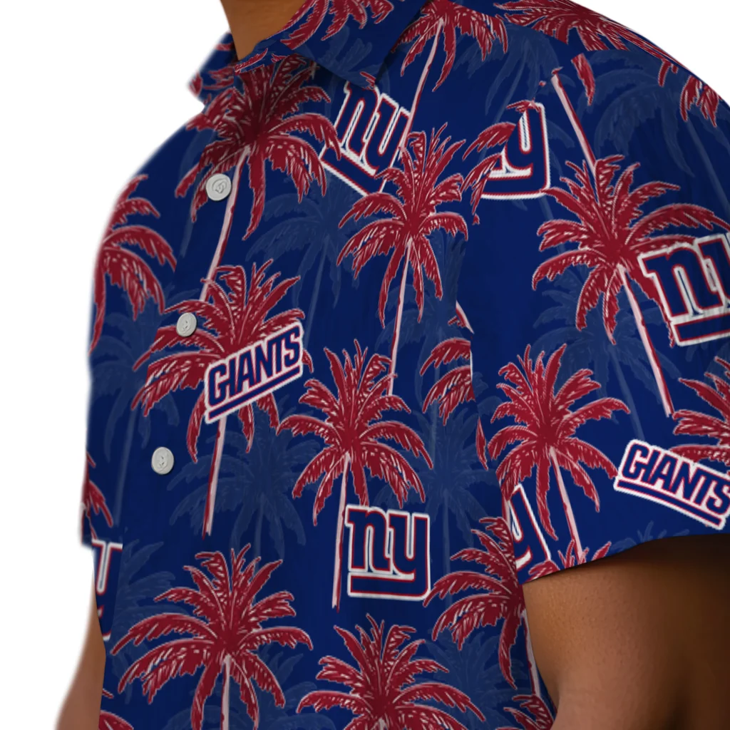 New York Giants Hawaiian Shirt - Palm Tree Motif new york giants palm grove blue hawaiian shirts trendy