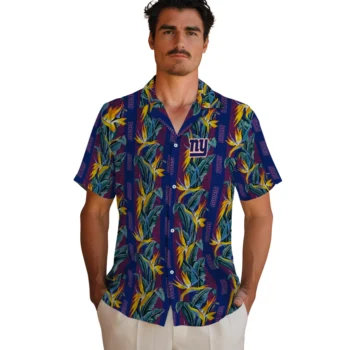 new york giants paradise vines blue hawaiian shirts fashion forward