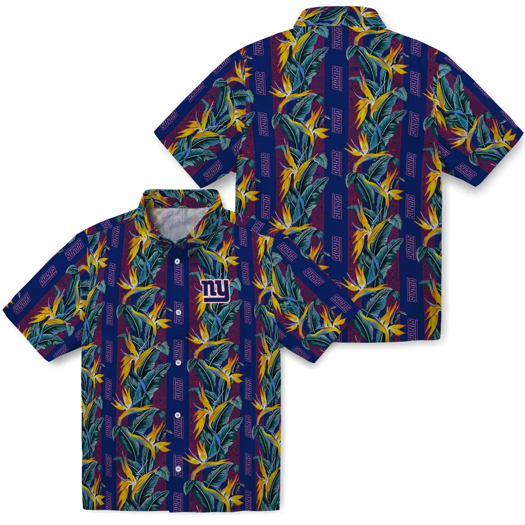 New York Giants Hawaiian Shirt - Paradise Vines new york giants paradise vines blue hawaiian shirts high quality