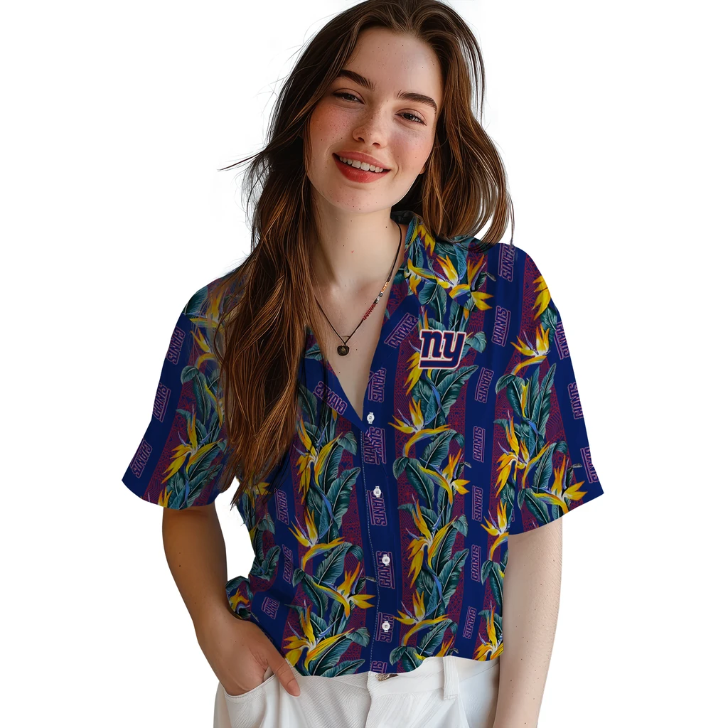 New York Giants Hawaiian Shirt - Paradise Vines new york giants paradise vines blue hawaiian shirts latest model