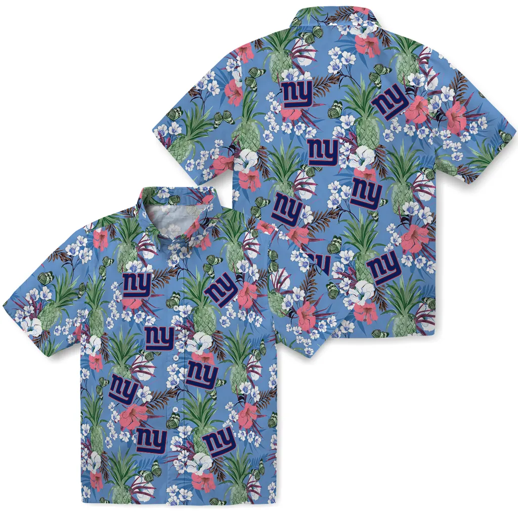 New York Giants Hawaiian Shirt - Pineapple Bouquet new york giants pineapple bouquet best sky blue hawaiian shirts high quality