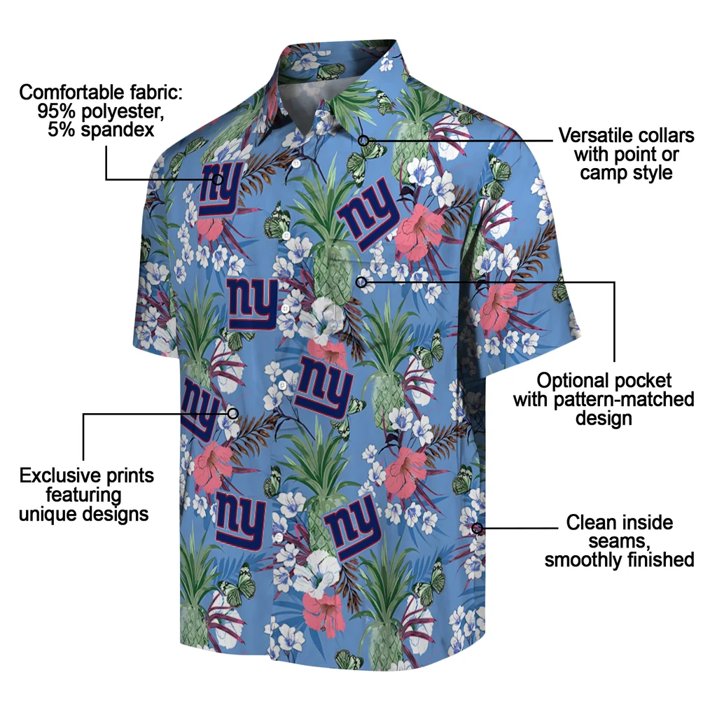 New York Giants Hawaiian Shirt - Pineapple Bouquet new york giants pineapple bouquet best sky blue hawaiian shirts new arrival