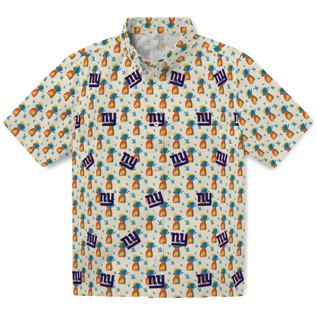 New York Giants Hawaiian Shirt - Pineapple Delight new york giants pineapple delight beige hawaiian shirts best selling
