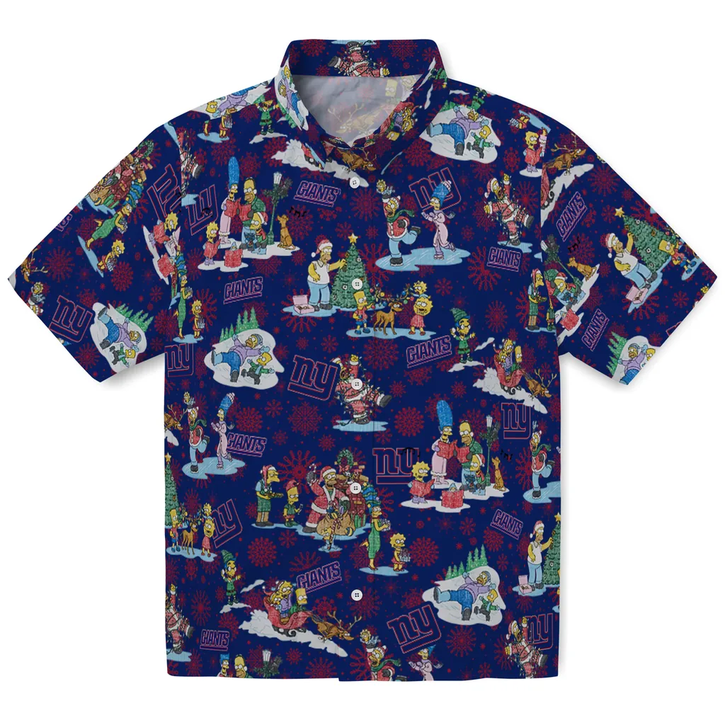 New York Giants Hawaiian Shirt - Simpsons Christmas new york giants simpsons christmas blue hawaiian shirts best selling