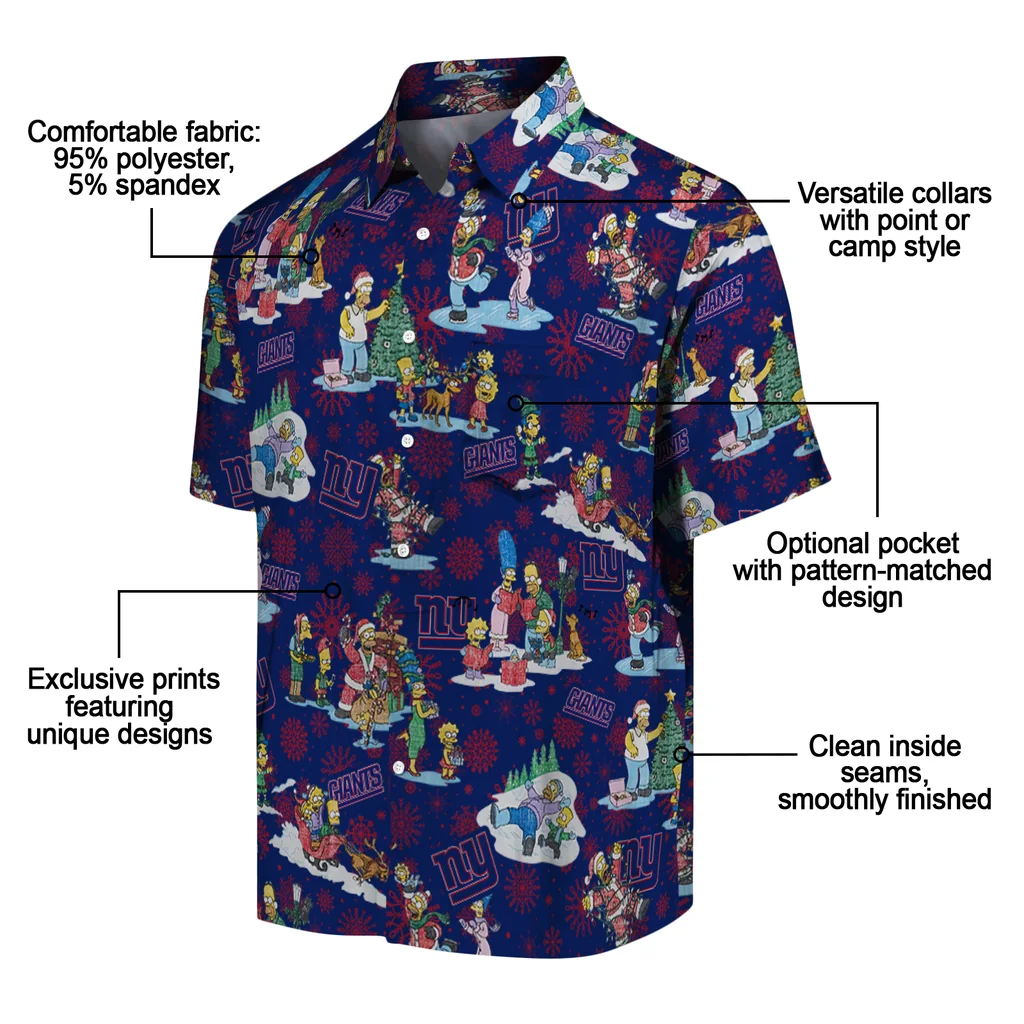 New York Giants Hawaiian Shirt - Simpsons Christmas new york giants simpsons christmas blue hawaiian shirts new arrival