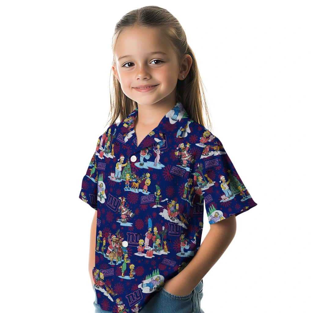 New York Giants Hawaiian Shirt - Simpsons Christmas new york giants simpsons christmas blue hawaiian shirts premium grade