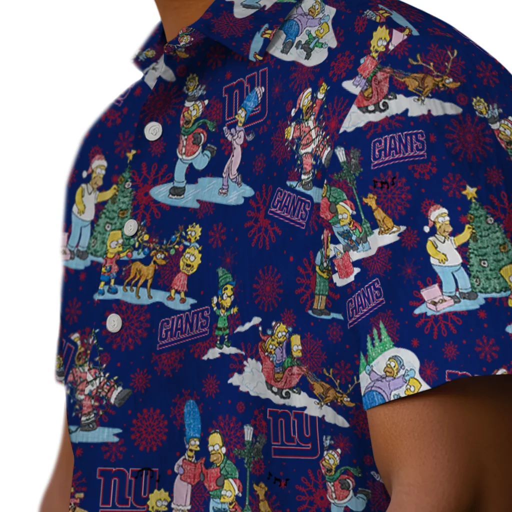 New York Giants Hawaiian Shirt - Simpsons Christmas new york giants simpsons christmas blue hawaiian shirts trendy