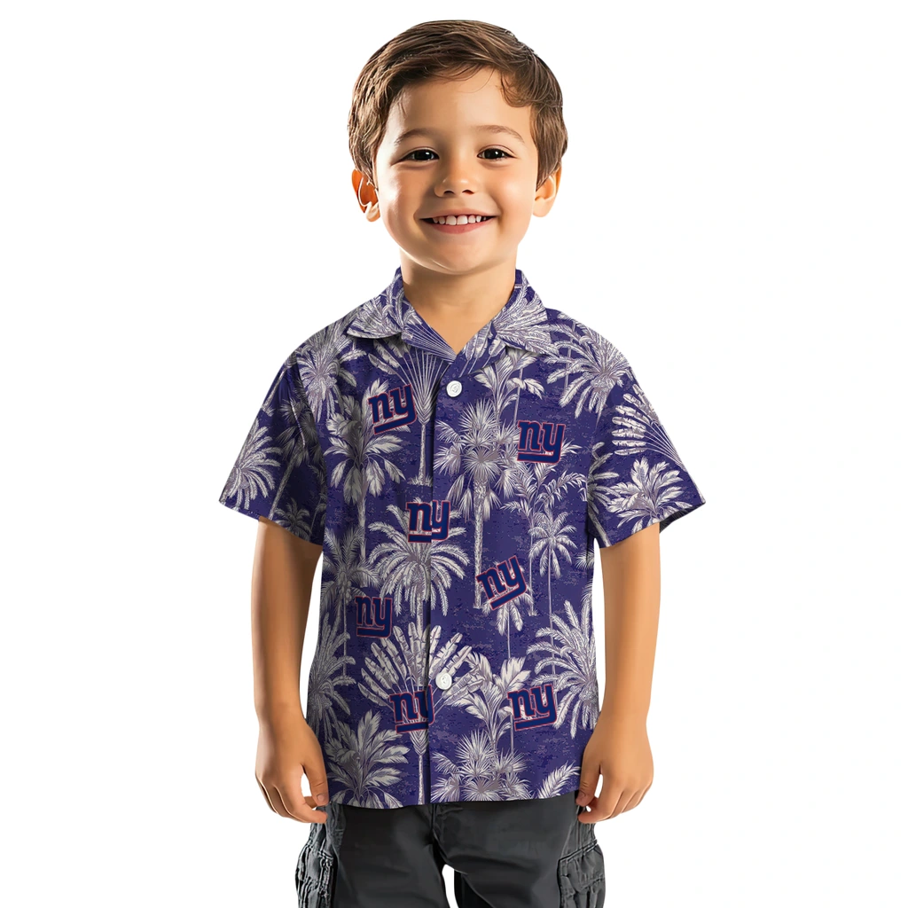 New York Giants Hawaiian Shirt - Vintage Palm Tree new york giants palm shadows blue hawaiian shirts top rated