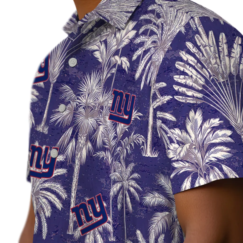 New York Giants Hawaiian Shirt - Vintage Palm Tree new york giants palm shadows blue hawaiian shirts trendy