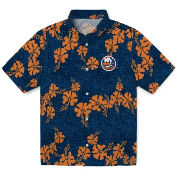 new york islanders hibiscus petals blue hawaiian shirts best selling
