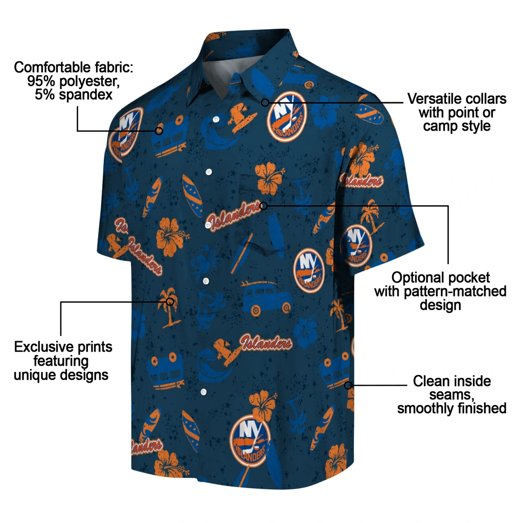 New York Islanders Hawaiian Shirt - Beach Vibe new york islanders beach vibe navy hawaiian shirts new arrival