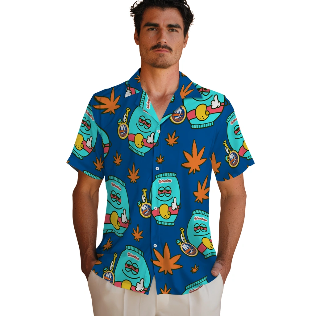 New York Islanders Hawaiian Shirt - Chill Vibe new york islanders bong smile blue hawaiian shirts fashion forward