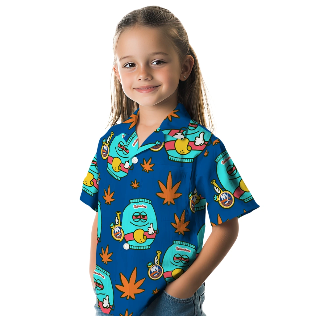 New York Islanders Hawaiian Shirt - Chill Vibe new york islanders bong smile blue hawaiian shirts premium grade