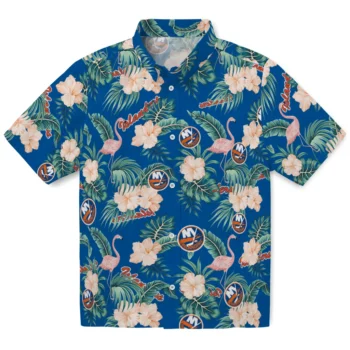 new york islanders flamingo palms blue hawaiian shirts best selling