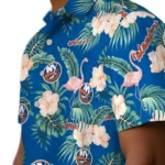 New York Islanders Hawaiian Shirt – Flamingo and Hibiscus