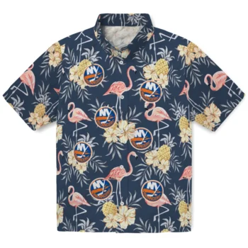 new york islanders flamingo hibiscus navy hawaiian shirts best selling