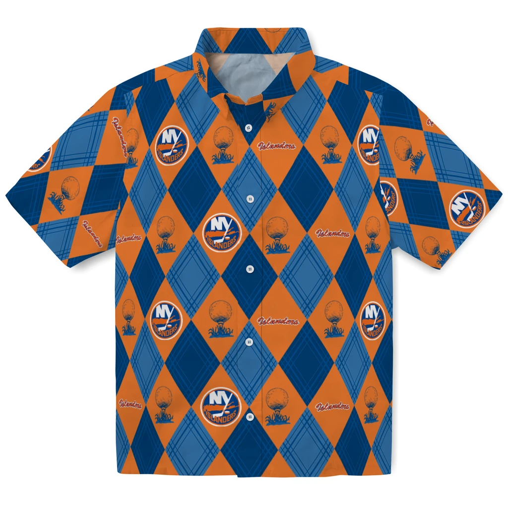New York Islanders Hawaiian Shirt - Golfing Plaid new york islanders balloon plaid blue hawaiian shirts best selling