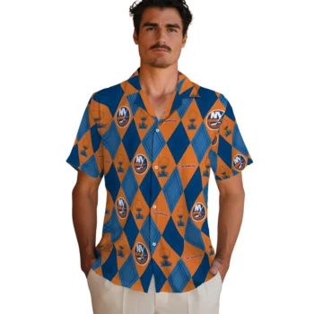 new york islanders balloon plaid blue hawaiian shirts fashion forward
