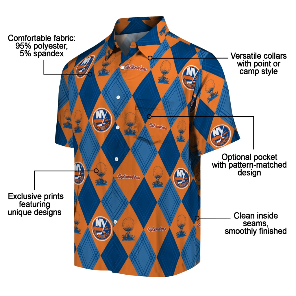 New York Islanders Hawaiian Shirt - Golfing Plaid new york islanders balloon plaid blue hawaiian shirts new arrival