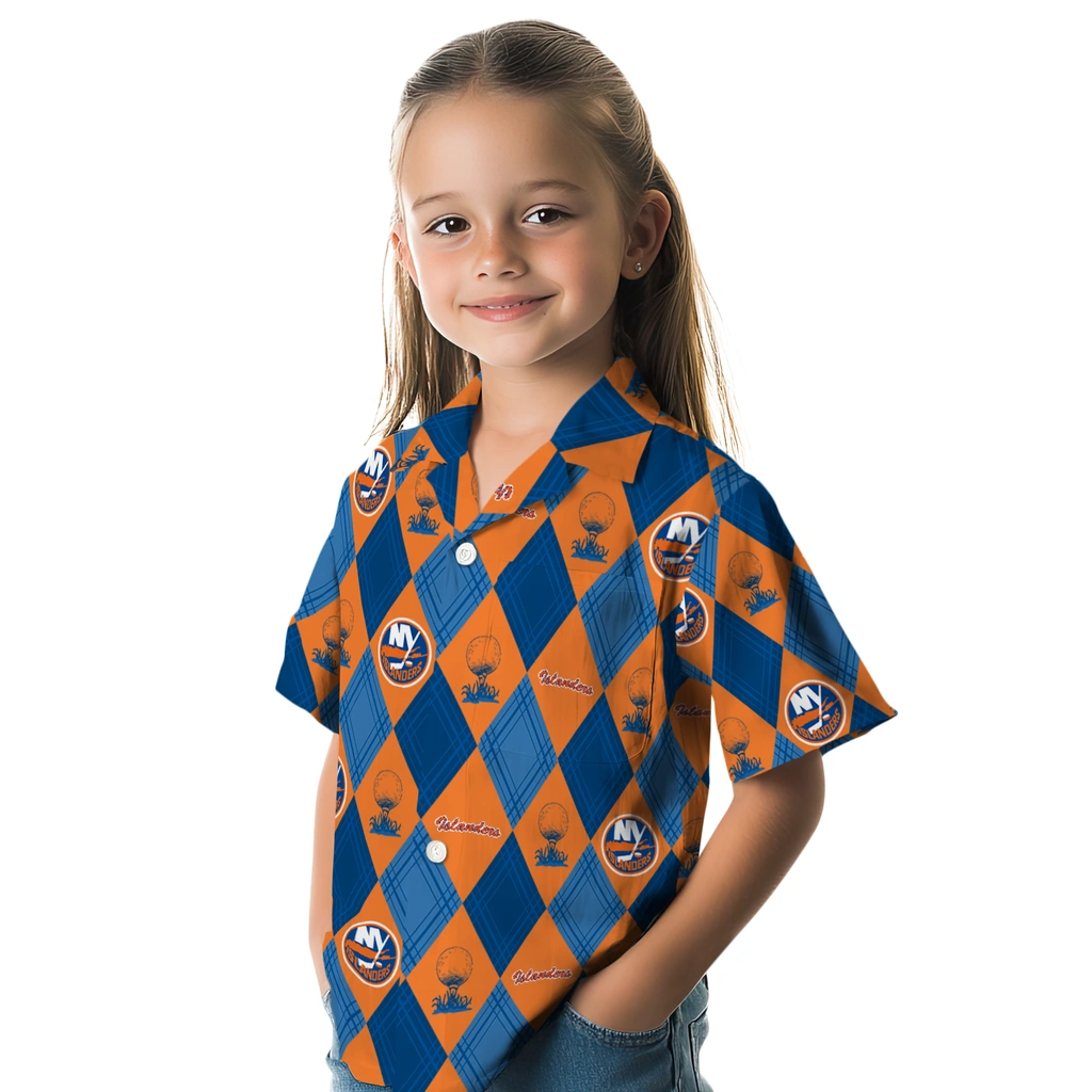 New York Islanders Hawaiian Shirt - Golfing Plaid new york islanders balloon plaid blue hawaiian shirts premium grade