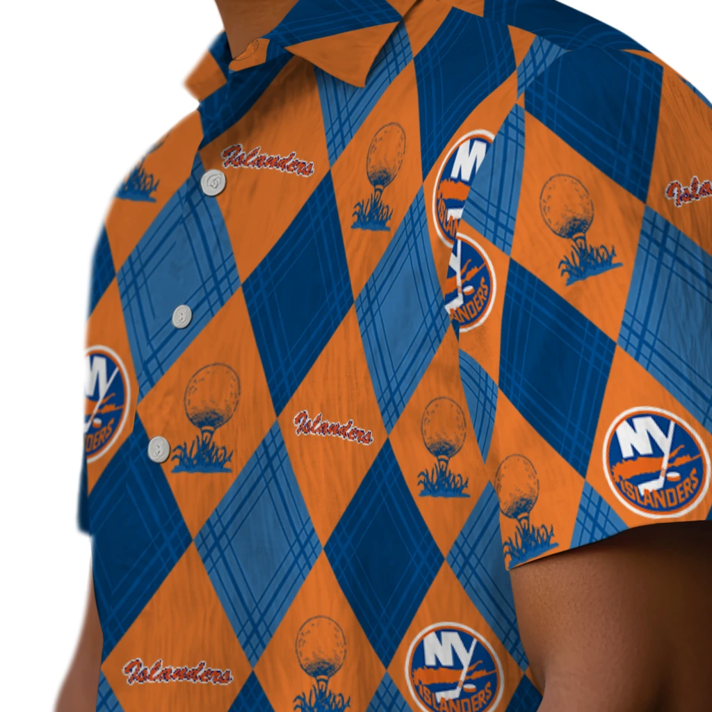 New York Islanders Hawaiian Shirt - Golfing Plaid new york islanders balloon plaid blue hawaiian shirts trendy