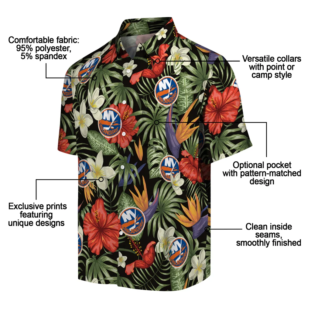 New York Islanders Hawaiian Shirt - Hawaii Floral Hibiscus new york islanders hibiscus bird hawaiian shirts new arrival