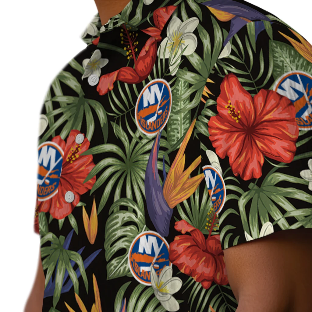 New York Islanders Hawaiian Shirt - Hawaii Floral Hibiscus new york islanders hibiscus bird hawaiian shirts trendy
