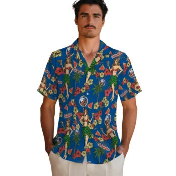new york islanders hawaiian girls design blue hawaiian shirts fashion forward