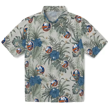 new york islanders hibiscus designs beige hawaiian shirts best selling