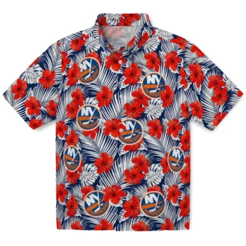 new york islanders hibiscus fiesta red royal blue hawaiian shirts best selling