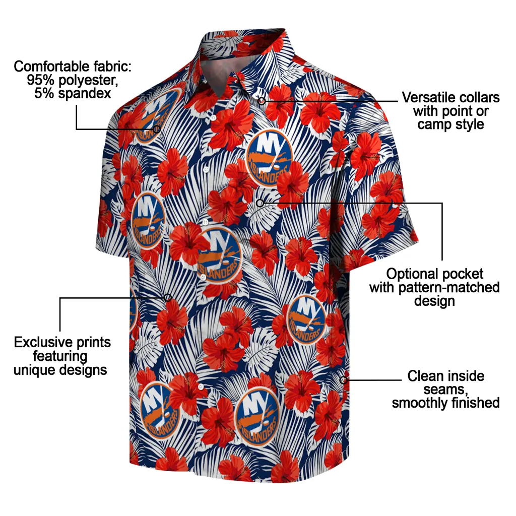 New York Islanders Hawaiian Shirt - Hibiscus Fiesta new york islanders hibiscus fiesta red royal blue hawaiian shirts new arrival