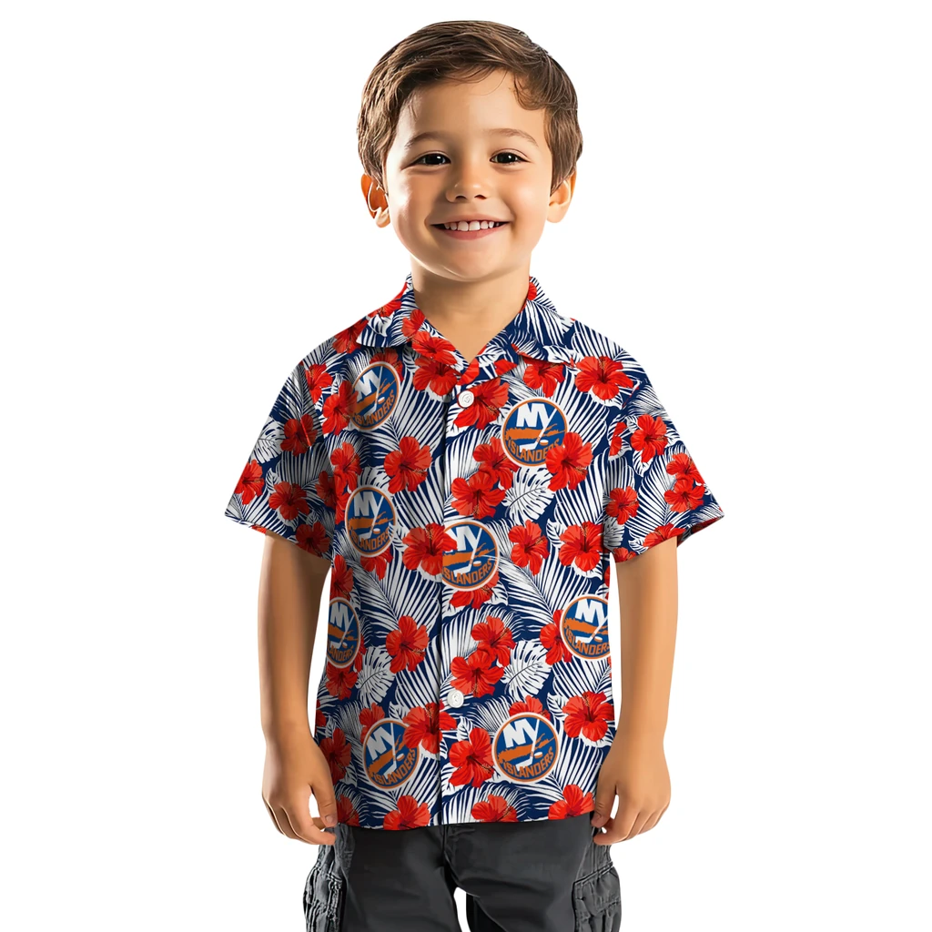 New York Islanders Hawaiian Shirt - Hibiscus Fiesta new york islanders hibiscus fiesta red royal blue hawaiian shirts top rated