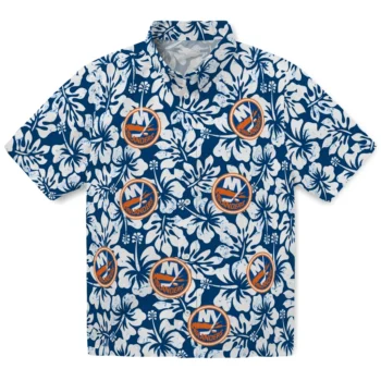 new york islanders hibiscus motif blue white hawaiian shirts best selling