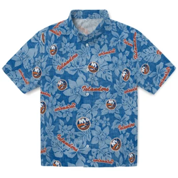 new york islanders hibiscus oasis blue hawaiian shirts best selling