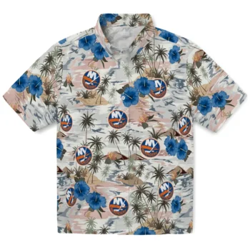 new york islanders hibiscus seaside white hawaiian shirts best selling