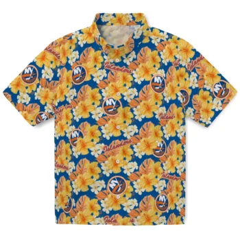 new york islanders hibiscus tropics blue yellow hawaiian shirts best selling